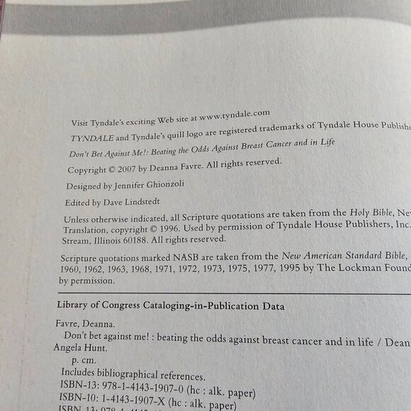 Deanna Favre "Dont Bet Against Me!" Hardcover Book, Battle Against Breast Cancer - Picture 4 of 6